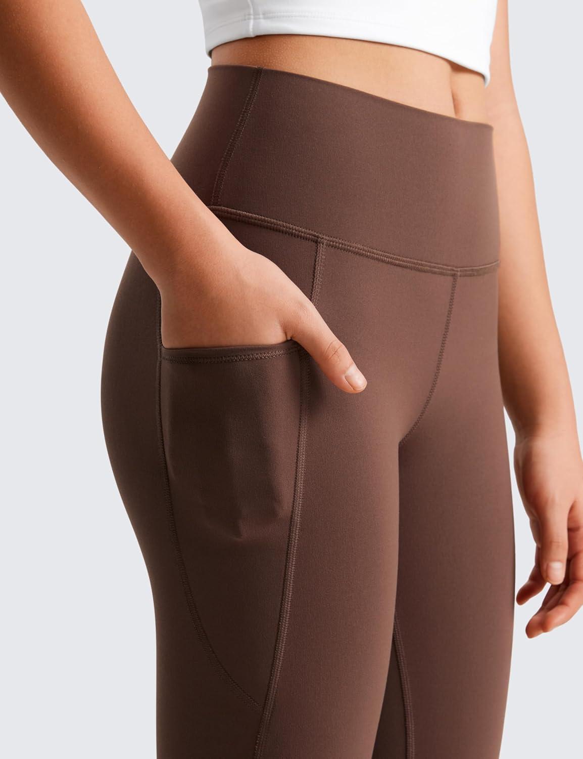 imageCRZ YOGA Girls Butterluxe Yoga Leggings with Pockets Athletic Sports Casual Pants High Waist Tights Kids TeenCoffee Brown