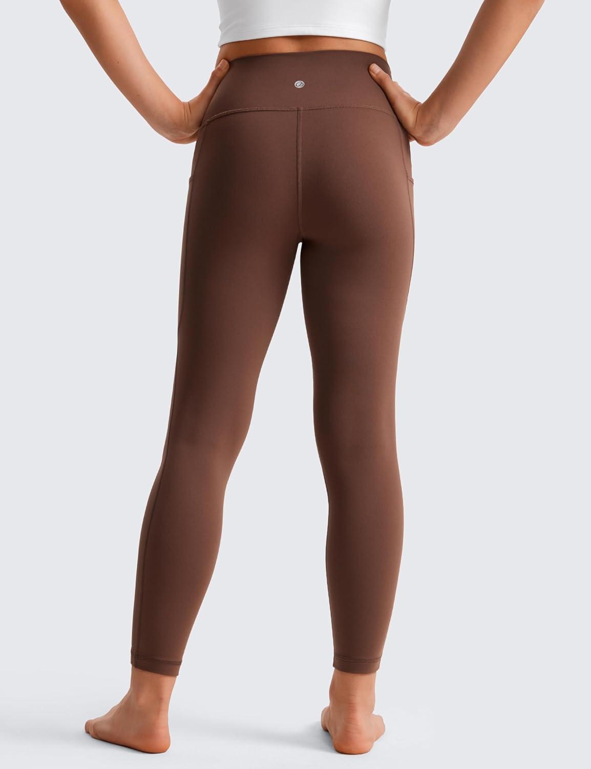 imageCRZ YOGA Girls Butterluxe Yoga Leggings with Pockets Athletic Sports Casual Pants High Waist Tights Kids TeenCoffee Brown