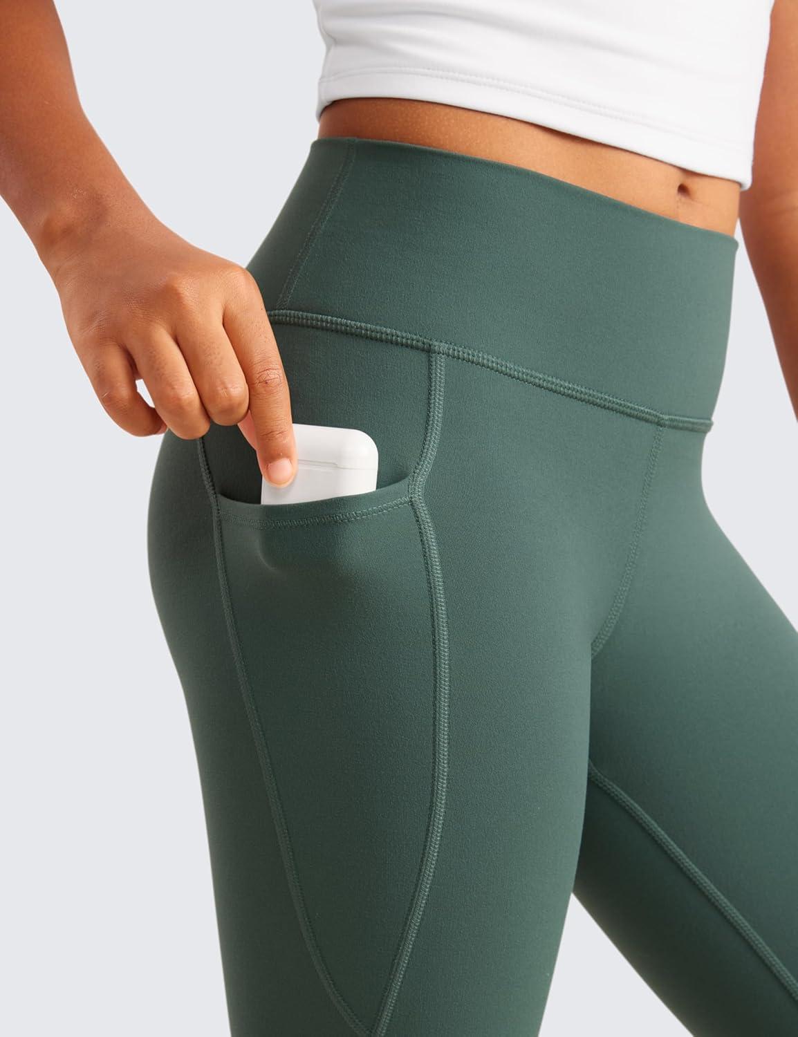 imageCRZ YOGA Girls Butterluxe Yoga Leggings with Pockets Athletic Sports Casual Pants High Waist Tights Kids TeenDark Forest Green