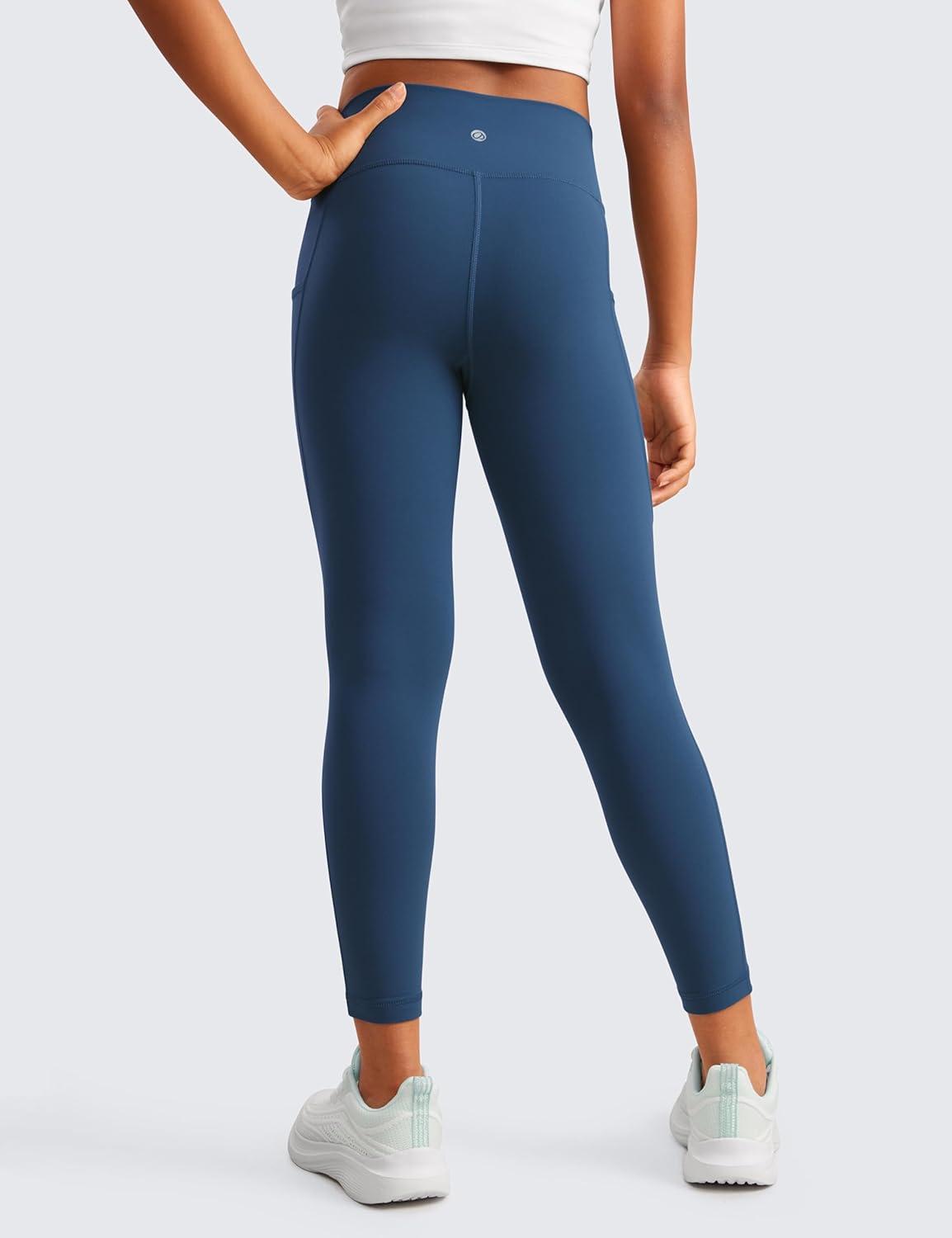 imageCRZ YOGA Girls Butterluxe Yoga Leggings with Pockets Athletic Sports Casual Pants High Waist Tights Kids TeenFrench Navy