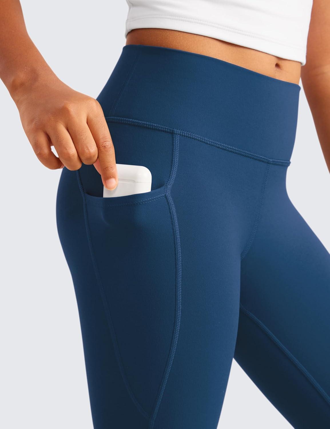 imageCRZ YOGA Girls Butterluxe Yoga Leggings with Pockets Athletic Sports Casual Pants High Waist Tights Kids TeenFrench Navy