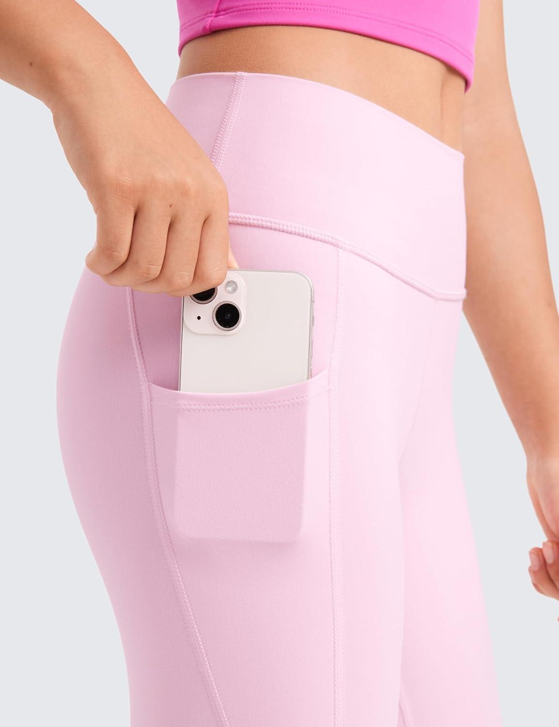 imageCRZ YOGA Girls Butterluxe Yoga Leggings with Pockets Athletic Sports Casual Pants High Waist Tights Kids TeenPink Peony