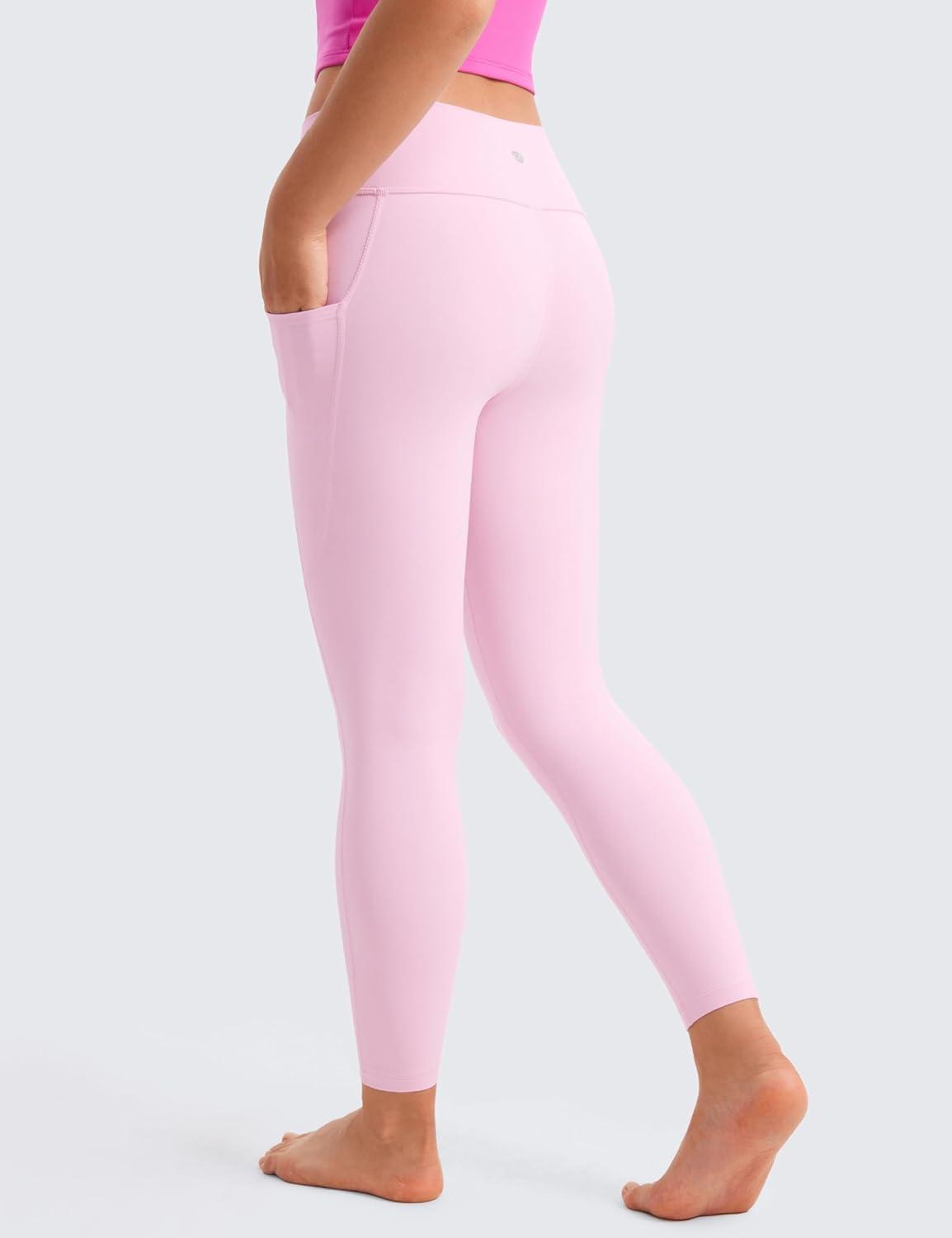 imageCRZ YOGA Girls Butterluxe Yoga Leggings with Pockets Athletic Sports Casual Pants High Waist Tights Kids TeenPink Peony