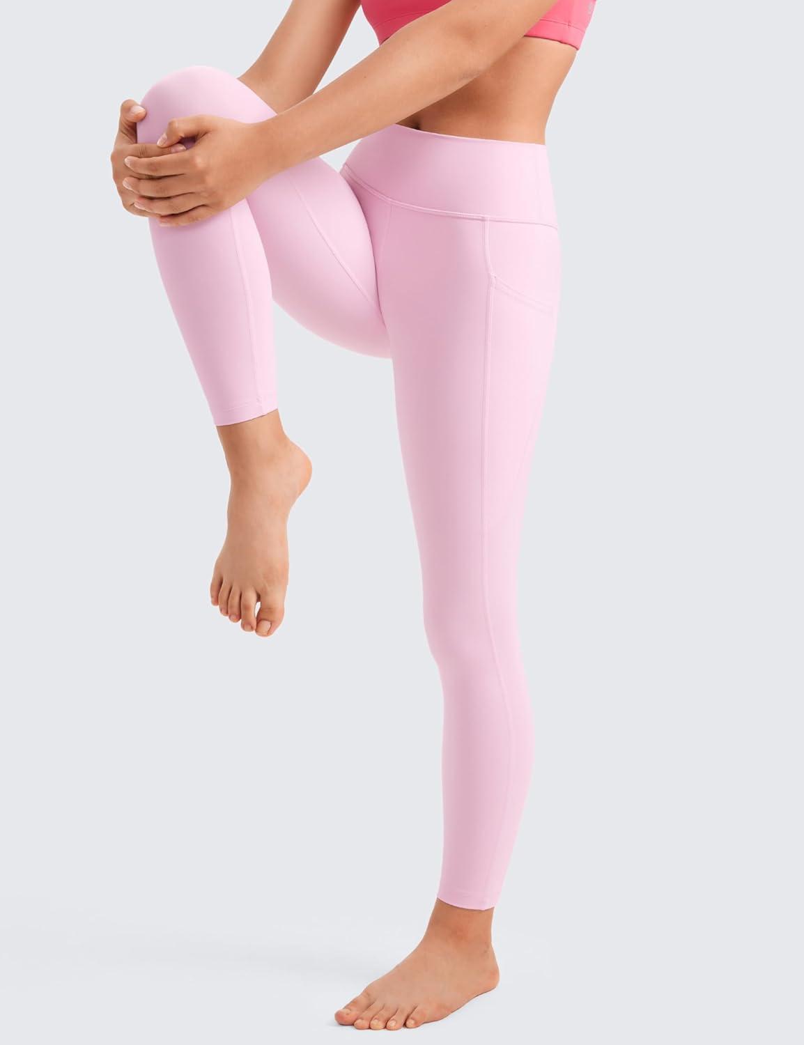 imageCRZ YOGA Girls Butterluxe Yoga Leggings with Pockets Athletic Sports Casual Pants High Waist Tights Kids TeenPink Peony
