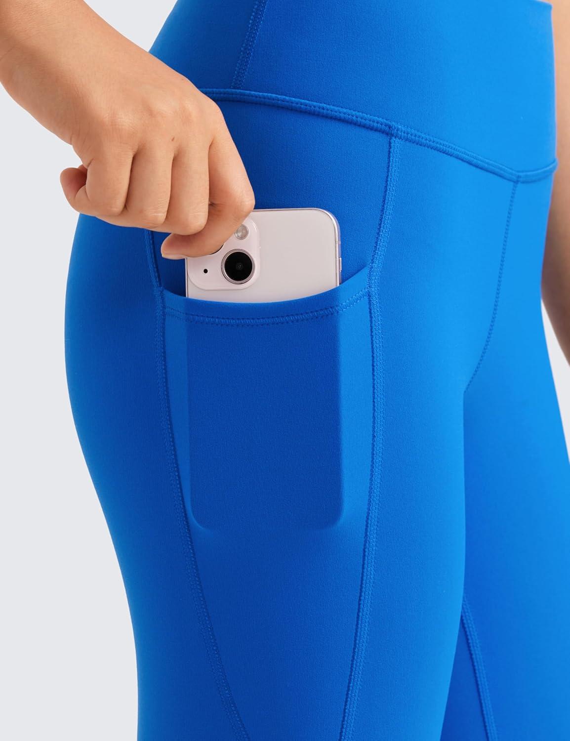 imageCRZ YOGA Girls Butterluxe Yoga Leggings with Pockets Athletic Sports Casual Pants High Waist Tights Kids TeenSparkle Blue