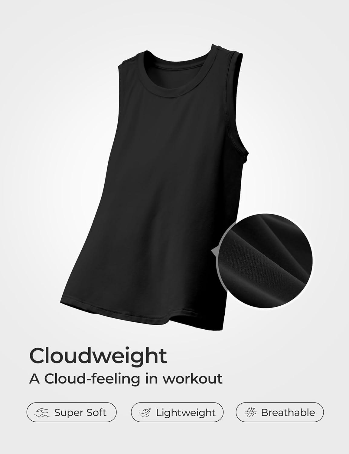 imageCRZ YOGA Girls Cloudweight Athletic Tank Tops Hip Length Active Dance Casual Crew Neck Sleeveless Kids TeenBlack