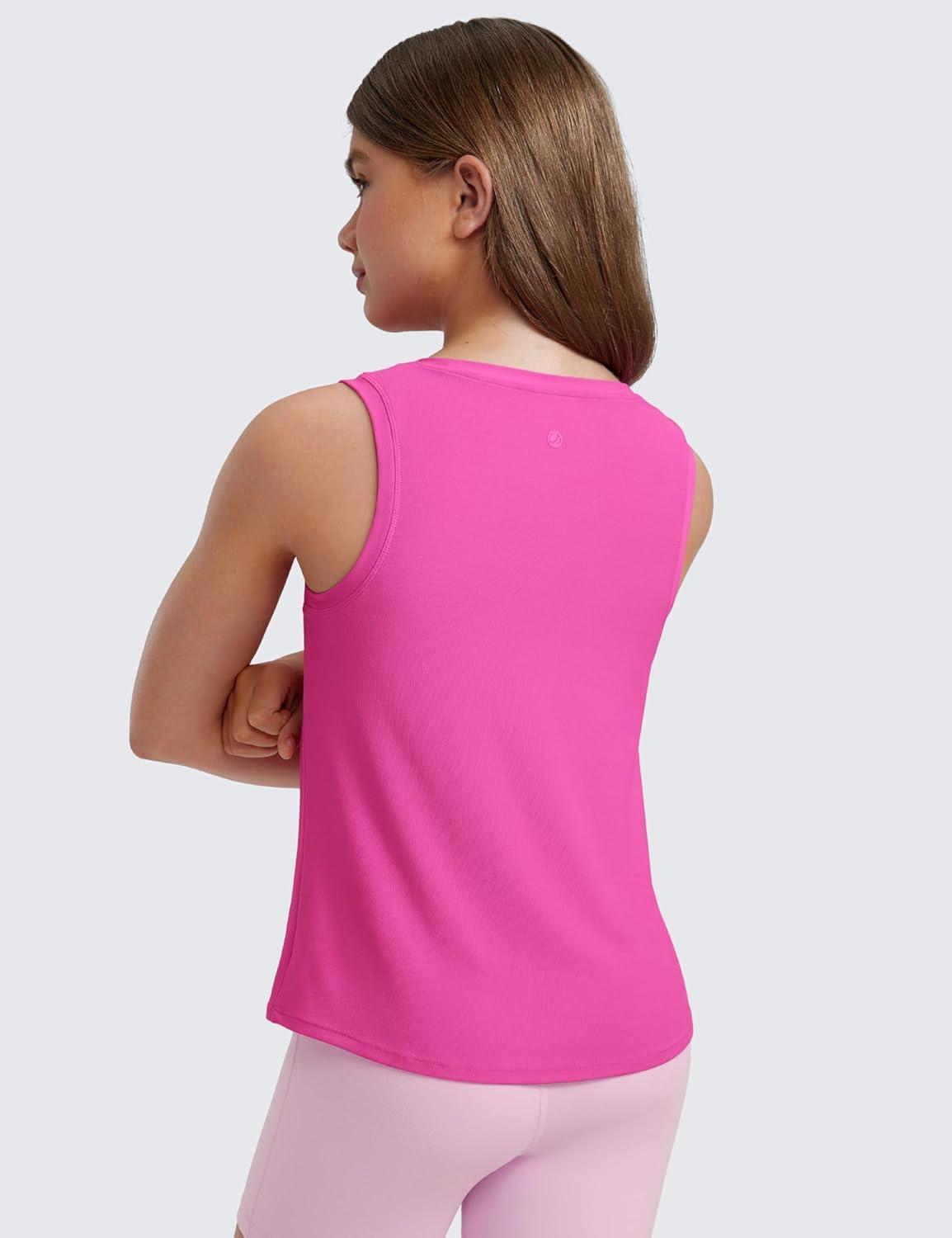 imageCRZ YOGA Girls Cloudweight Athletic Tank Tops Hip Length Active Dance Casual Crew Neck Sleeveless Kids TeenLight Purple