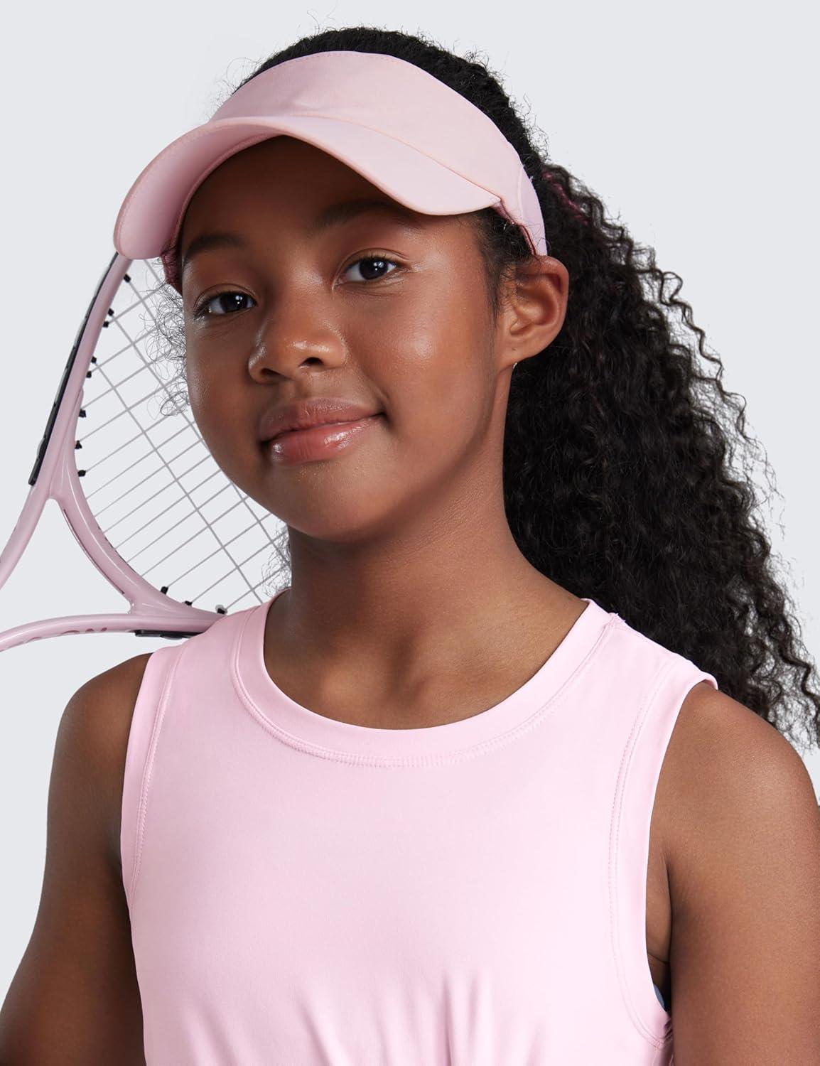 imageCRZ YOGA Girls Cloudweight Athletic Tank Tops Hip Length Active Dance Casual Crew Neck Sleeveless Kids TeenPink Peony