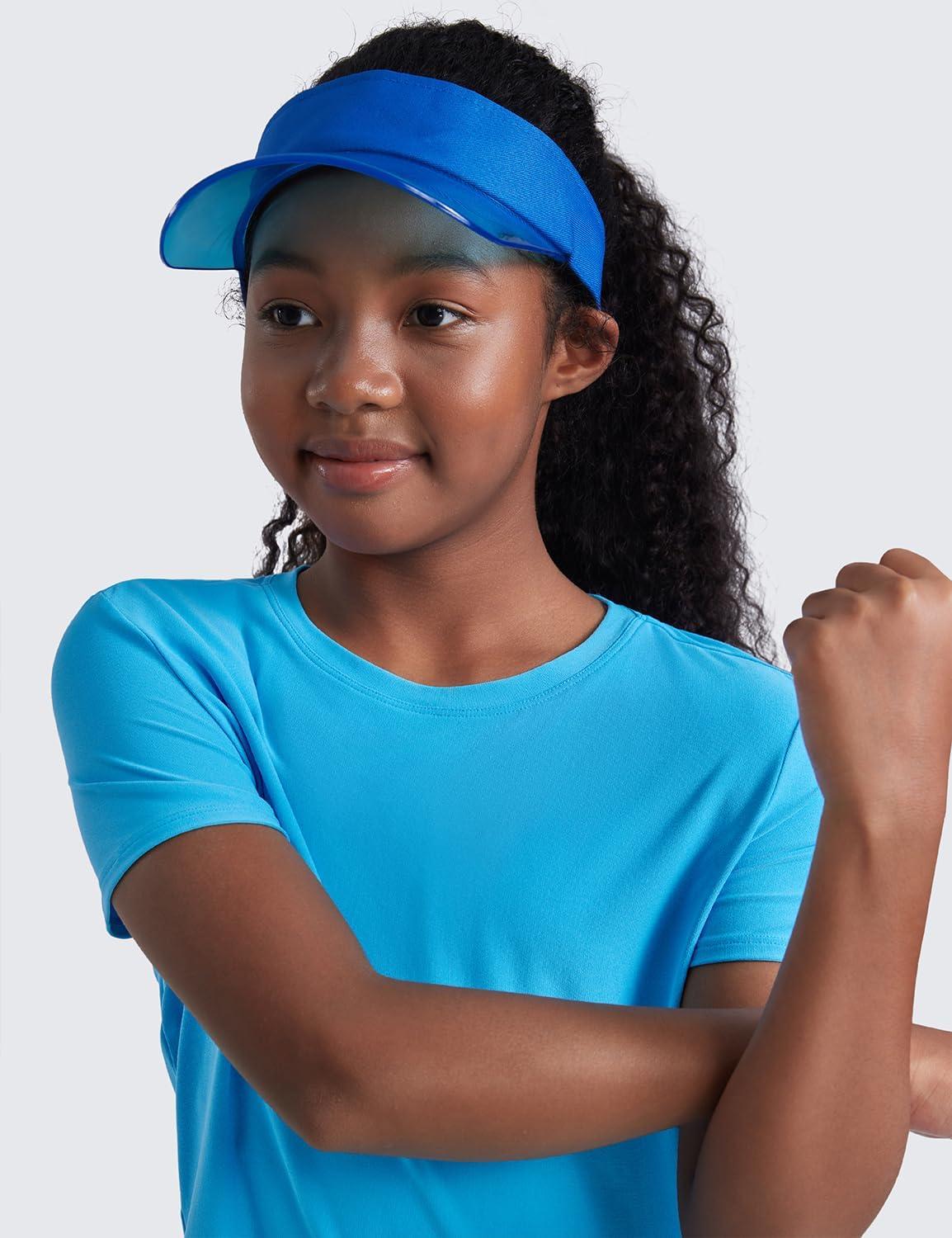 imageCRZ YOGA Girls Cloudweight Short Sleeve Athletic T Shirts Active Sports Casual Tees Crew Neck Side Slit Kids TeenKayak Blue