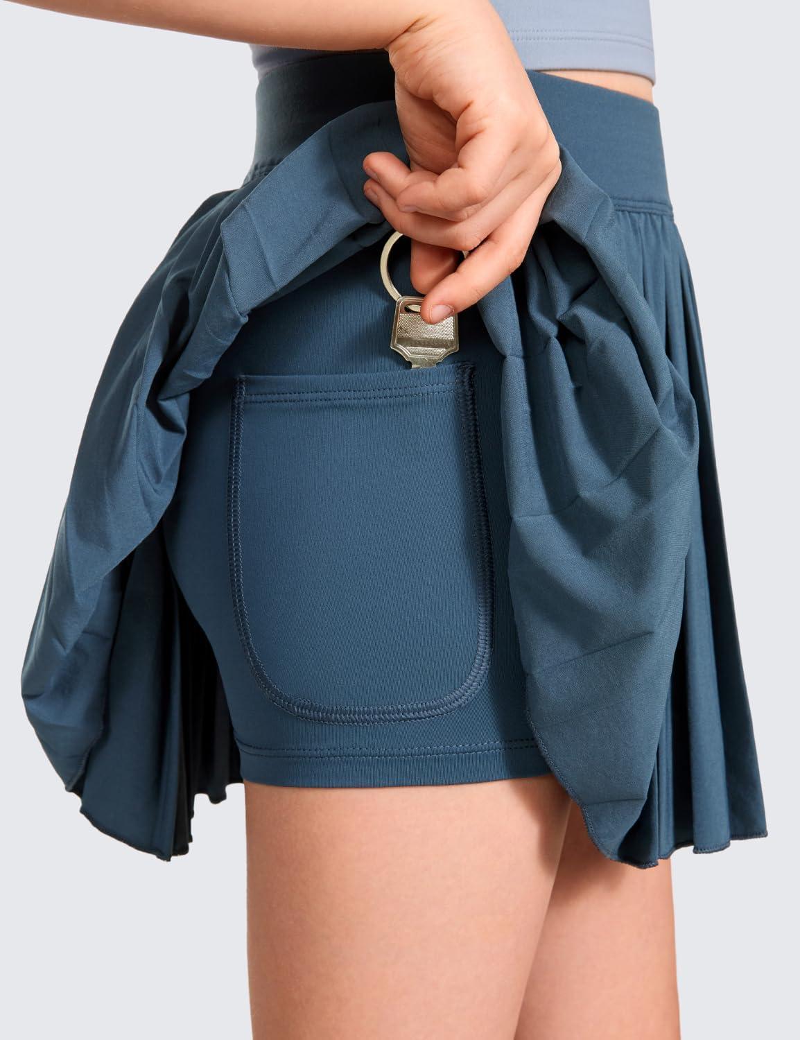 imageCRZ YOGA Girls FeatheryFit Soft Athletic Pleated Skirts Tennis School Casual Skorts with Pockets Liner Kids TeenStelindigo