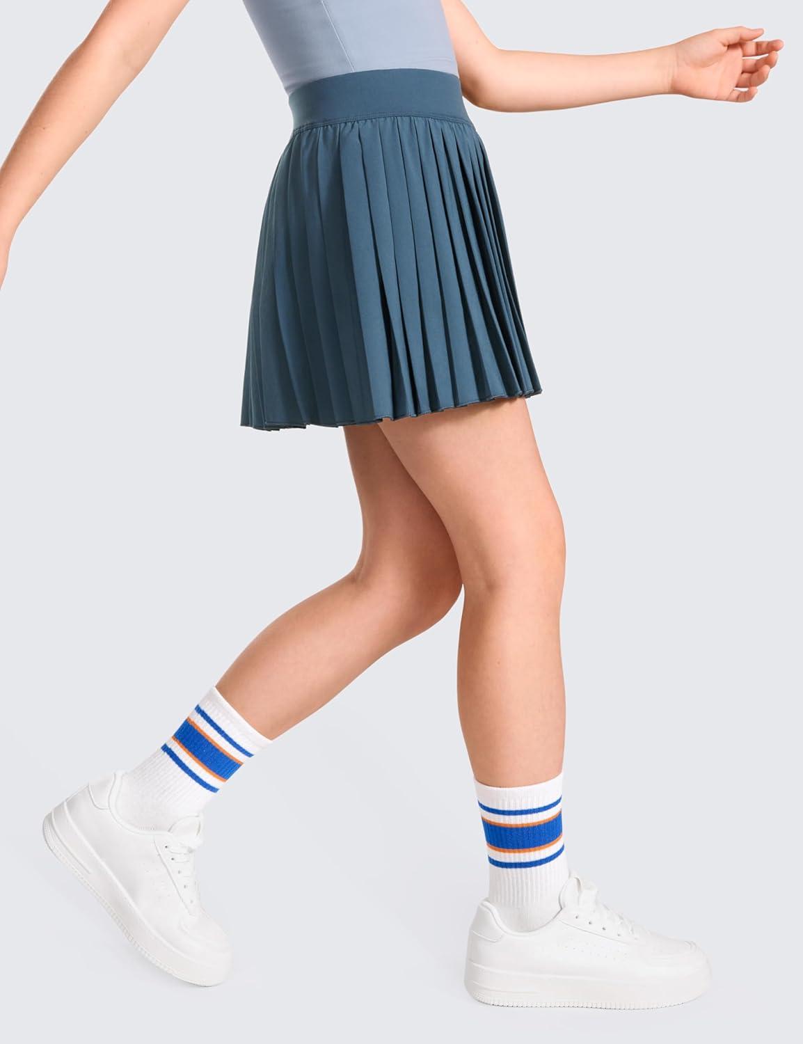 imageCRZ YOGA Girls FeatheryFit Soft Athletic Pleated Skirts Tennis School Casual Skorts with Pockets Liner Kids TeenStelindigo