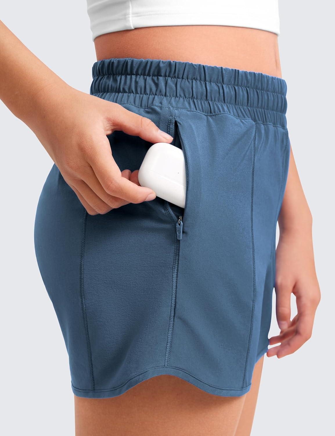 imageCRZ YOGA Girls FeatheryFit Soft Athletic Shorts with Zipper Pocket Tennis Soccer Running Casual Liner Kids TeenStelindigo