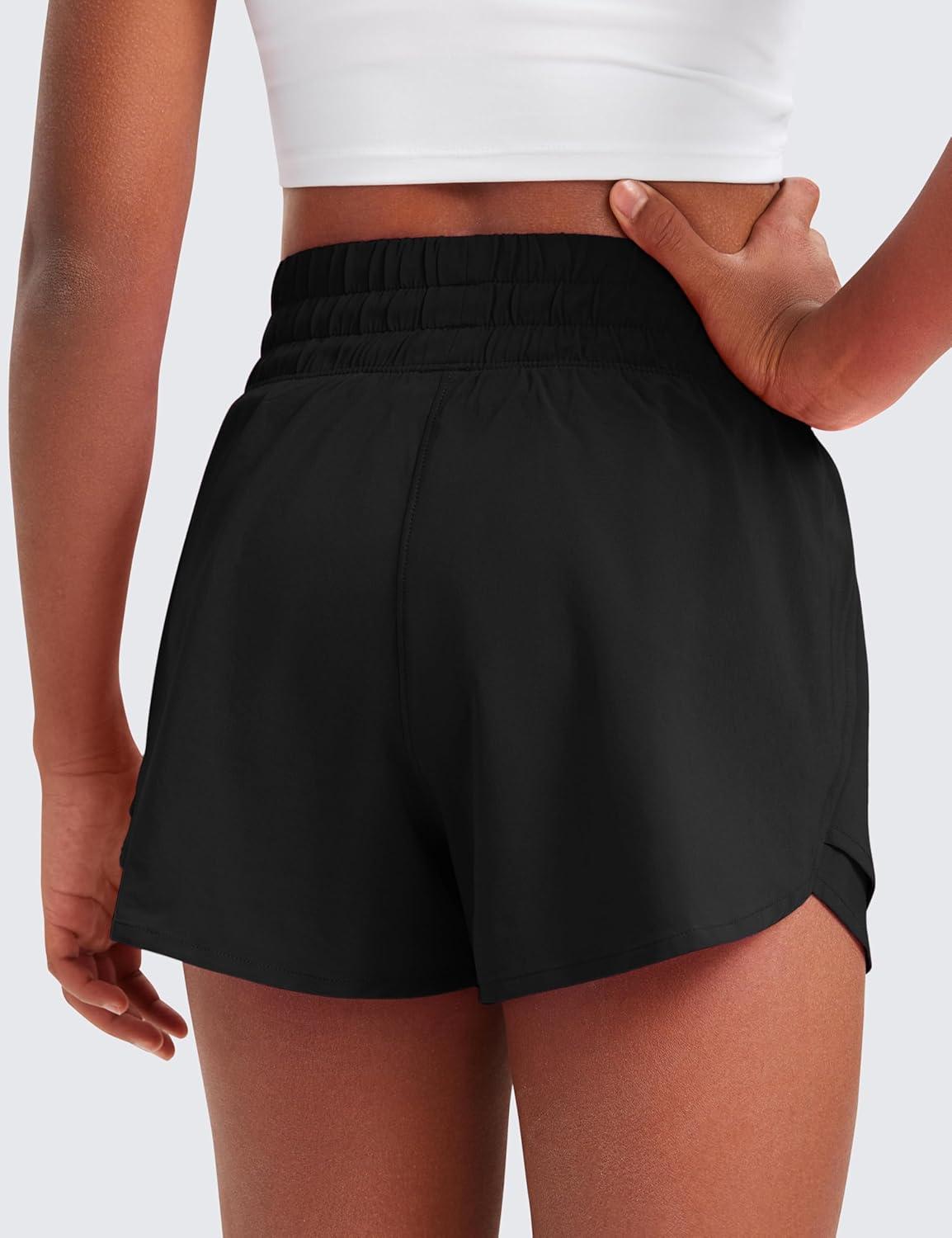 imageCRZ YOGA Girls FeatheryFit Soft Flowy Athletic Shorts Tennis Soccer Casual Ruffle Skirt Zip Pocket Liner Kids TeenBlack