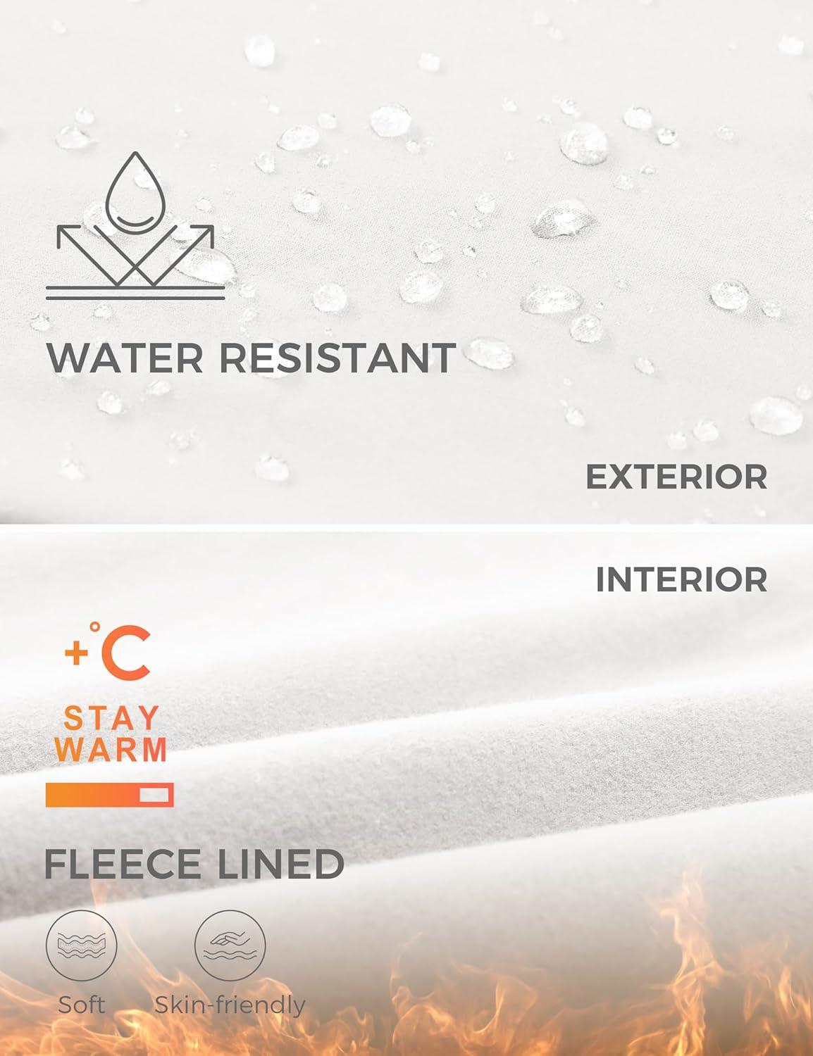 imageCRZ YOGA Girls Fleece Lined Full Length Athletic Leggings Water Resistant Casual Yoga Thermal Pants with Pockets WinterMilky White Bone