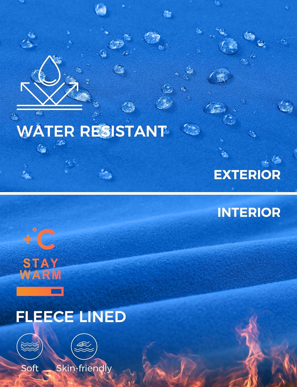 imageCRZ YOGA Girls Fleece Lined Full Length Athletic Leggings Water Resistant Casual Yoga Thermal Pants with Pockets WinterSparkle Blue