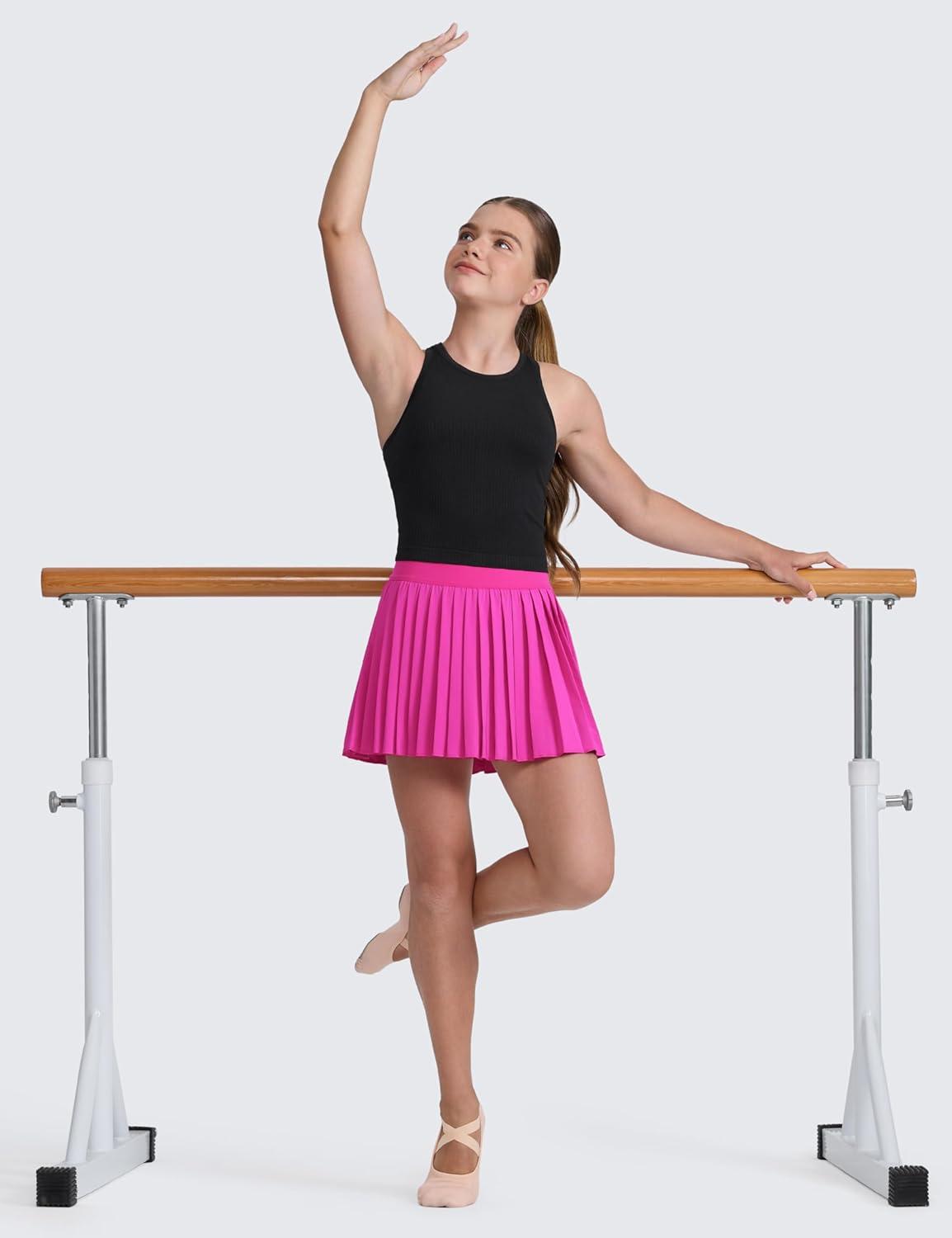 imageCRZ YOGA Girls Seamless Ribbed Longline Sports Bra Yoga Athletic Casual Tops High Neck Racerback Padded Kids TeenBlack