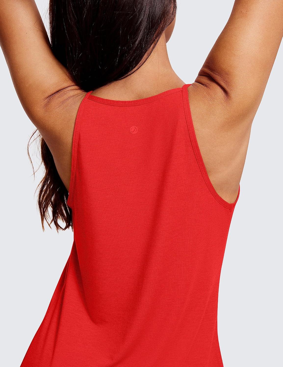 imageCRZ YOGA Halter High Neck Workout Tops for Women Flowy Cami Sleeveless Tank Athletic Yoga ShirtsFestival Red