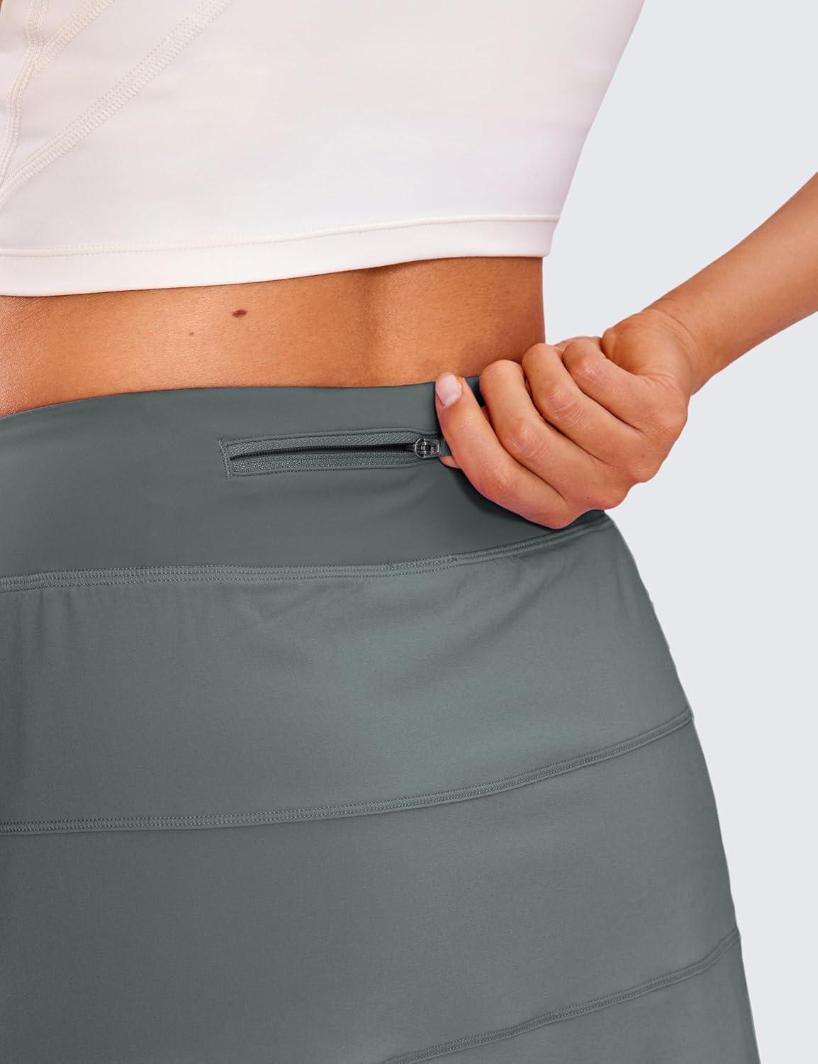 imageCRZ YOGA High Waisted A line Golf Skirts for Women Mini Lined Tennis Casual Work Skorts with 3 PocketsGrey Sage