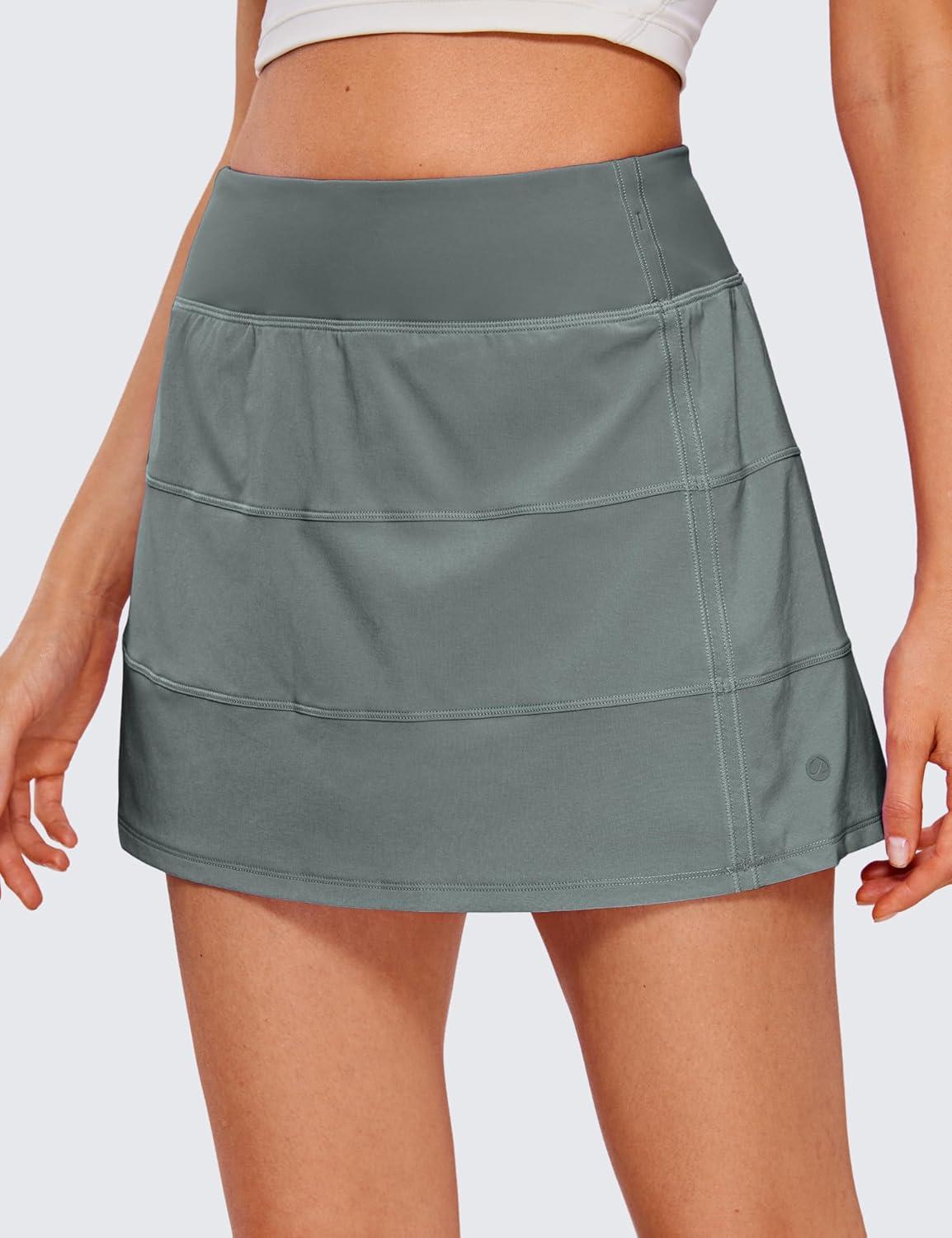 imageCRZ YOGA High Waisted A line Golf Skirts for Women Mini Lined Tennis Casual Work Skorts with 3 PocketsGrey Sage