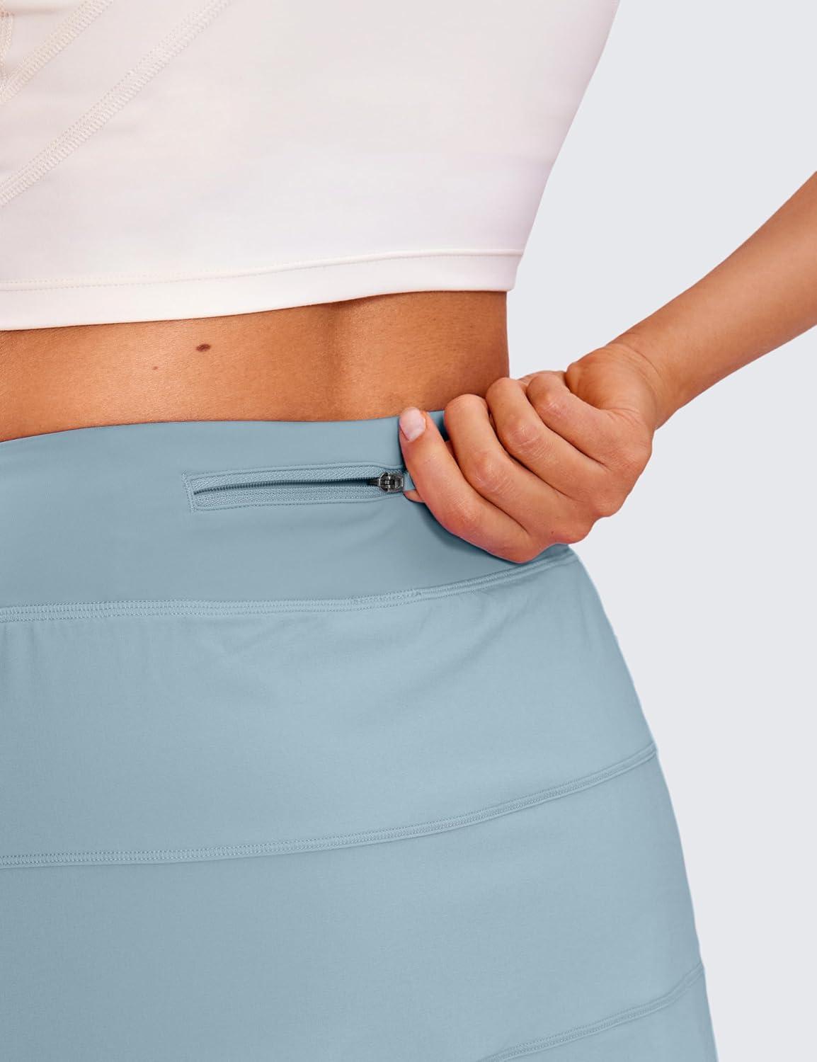 imageCRZ YOGA High Waisted A line Golf Skirts for Women Mini Lined Tennis Casual Work Skorts with 3 PocketsLight Grayish Blue