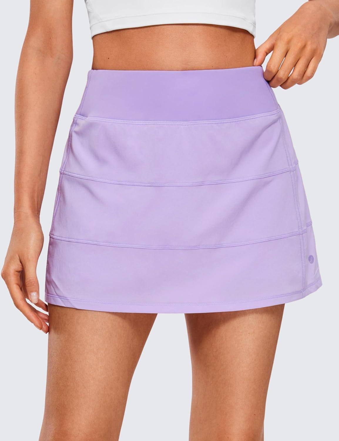 imageCRZ YOGA High Waisted A line Golf Skirts for Women Mini Lined Tennis Casual Work Skorts with 3 PocketsLilac