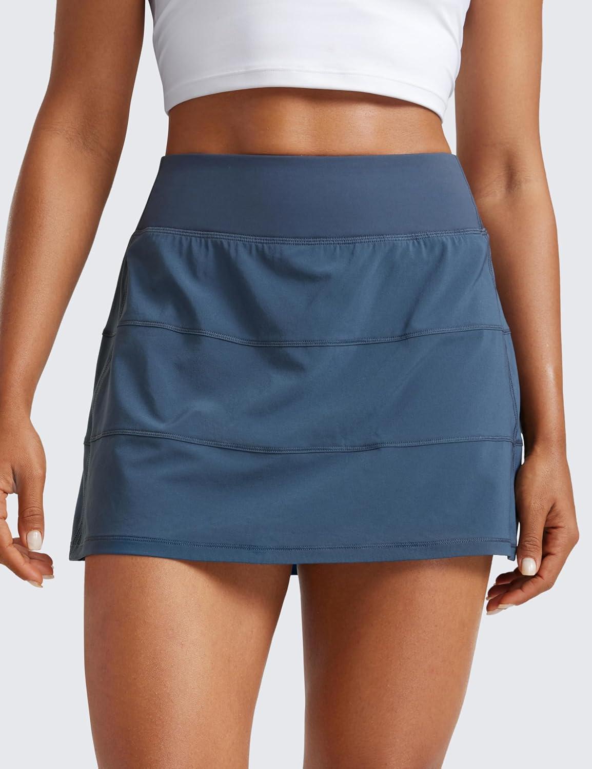 imageCRZ YOGA High Waisted A line Golf Skirts for Women Mini Lined Tennis Casual Work Skorts with 3 PocketsStelindigo