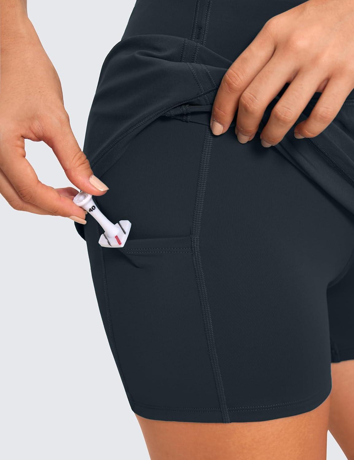 imageCRZ YOGA High Waisted A line Golf Skirts for Women Mini Lined Tennis Casual Work Skorts with 3 PocketsTrue Navy