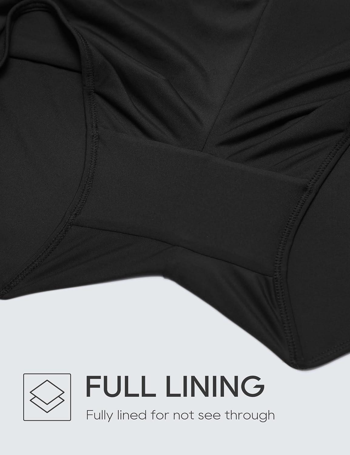 imageCRZ YOGA High Waisted Dolphin Board Shorts for Women 25 Quick Dry Swim Beach Bathing Suit Bottoms with LinerBlack