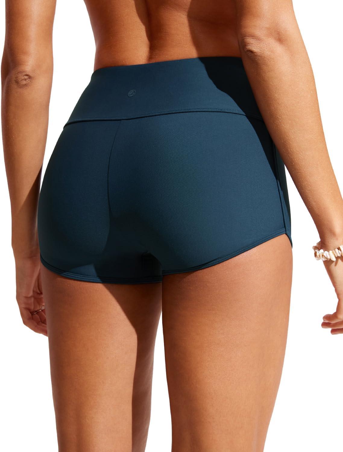 imageCRZ YOGA High Waisted Dolphin Board Shorts for Women 25 Quick Dry Swim Beach Bathing Suit Bottoms with LinerInsignia Blue