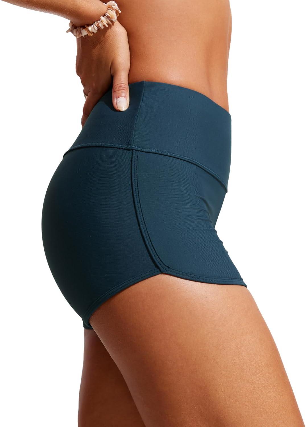 imageCRZ YOGA High Waisted Dolphin Board Shorts for Women 25 Quick Dry Swim Beach Bathing Suit Bottoms with LinerInsignia Blue