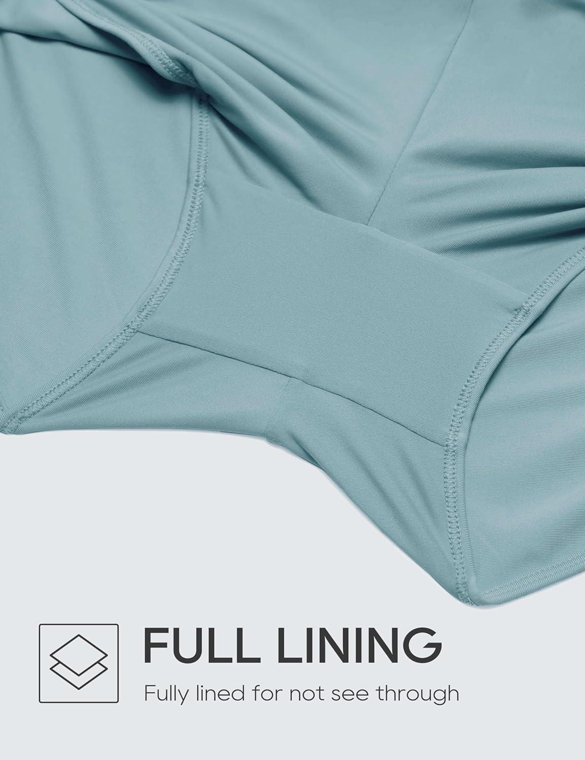 imageCRZ YOGA High Waisted Dolphin Board Shorts for Women 25 Quick Dry Swim Beach Bathing Suit Bottoms with LinerLight Grayish Blue