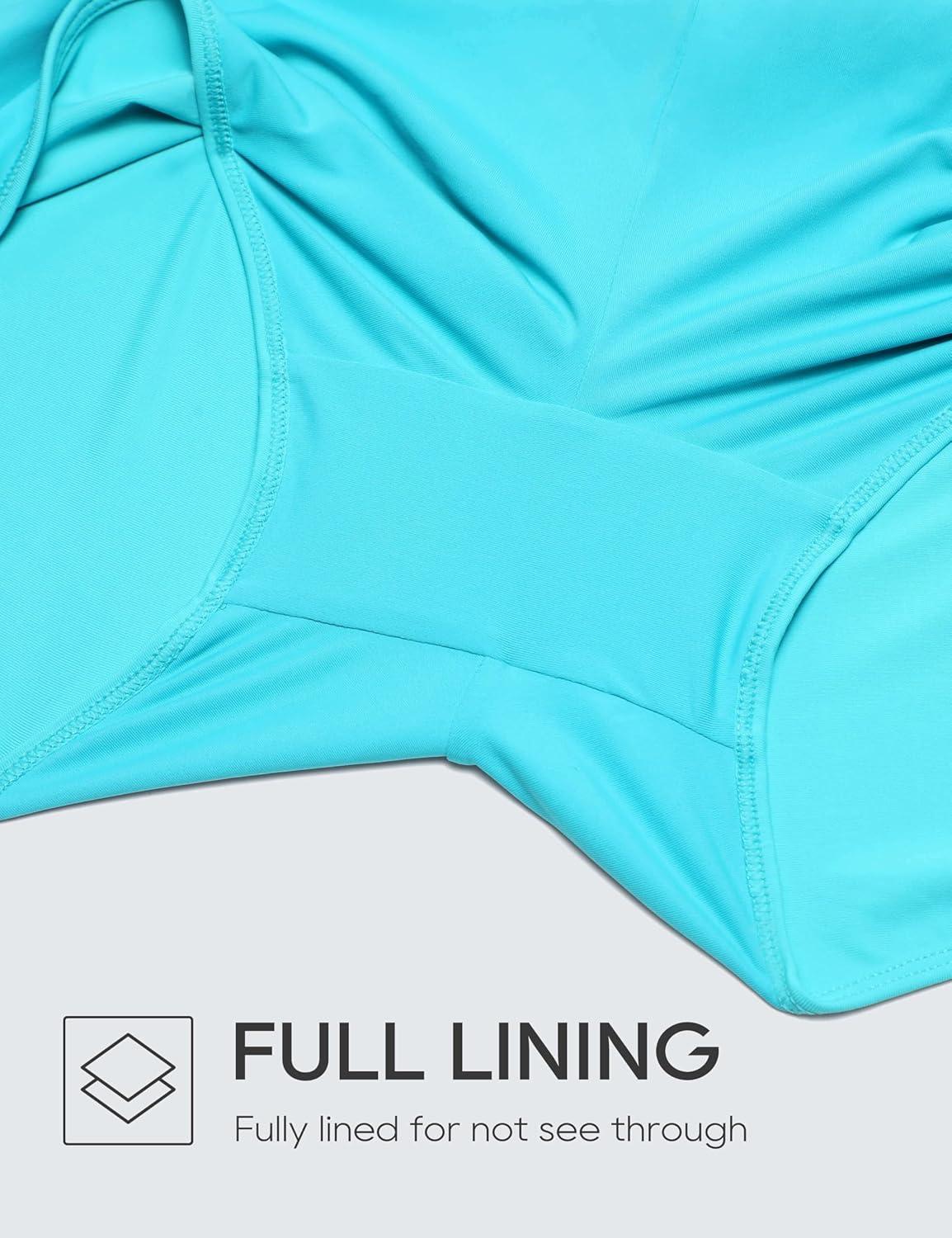 imageCRZ YOGA High Waisted Dolphin Board Shorts for Women 25 Quick Dry Swim Beach Bathing Suit Bottoms with LinerTurquoise