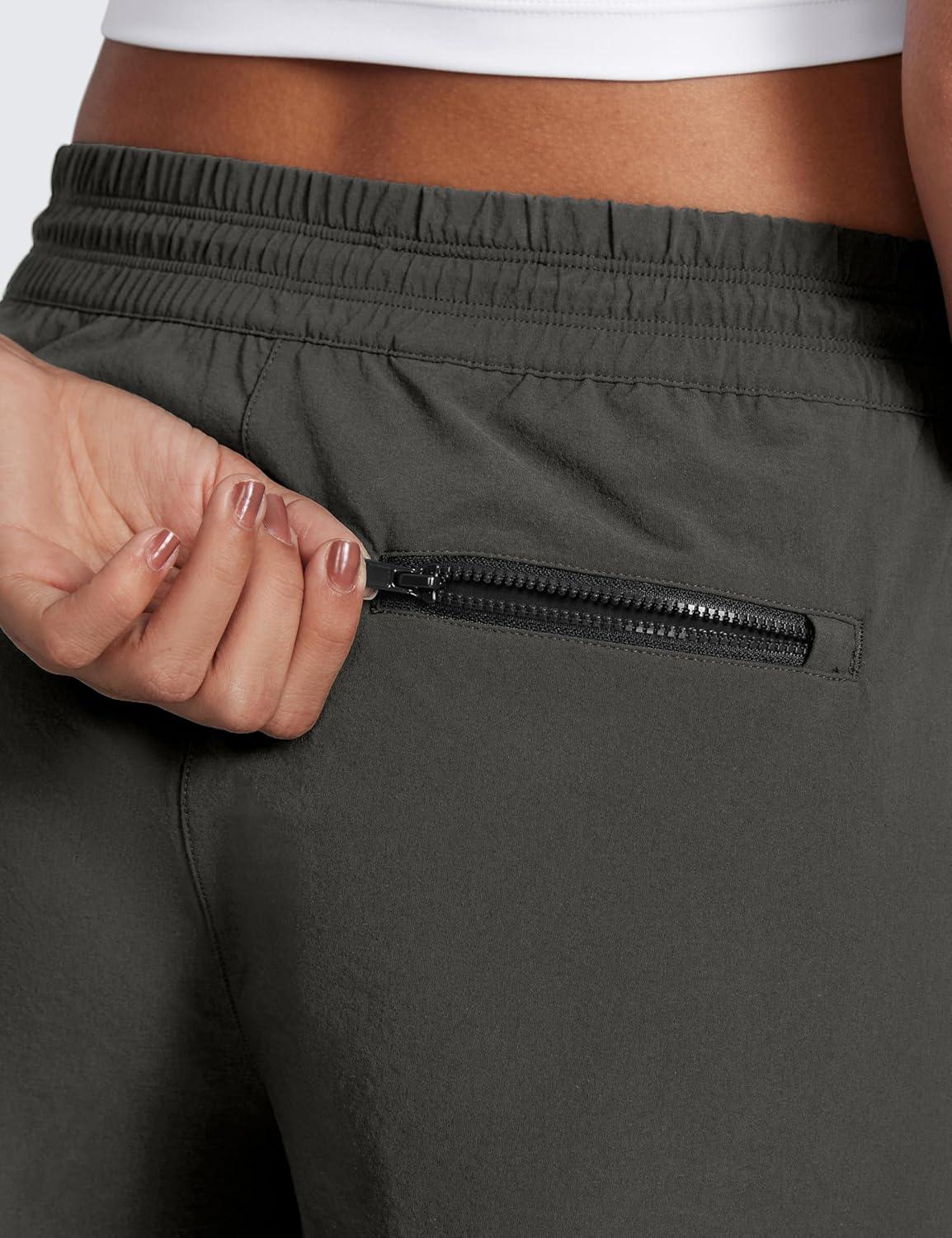 imageCRZ YOGA High Waisted Hiking Shorts for Women 3quot Water Resistant Cargo for Athletic Travel Outdoor with Zip PocketsArbor Olive