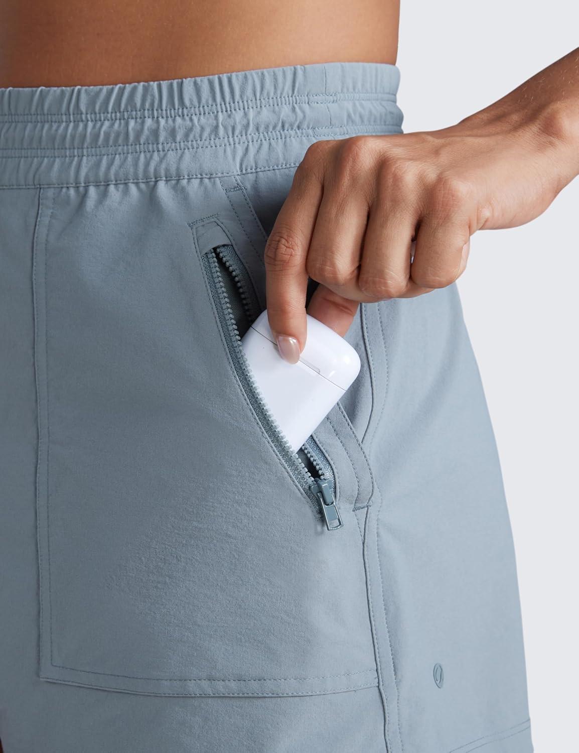 imageCRZ YOGA High Waisted Hiking Shorts for Women 3quot Water Resistant Cargo for Athletic Travel Outdoor with Zip PocketsBelgian Blue