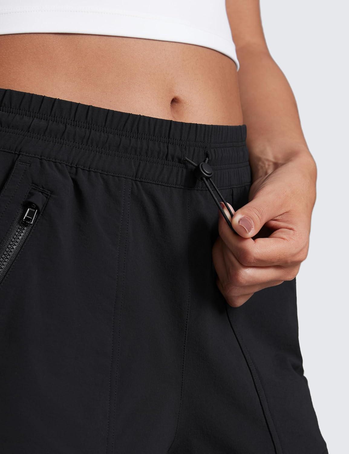 imageCRZ YOGA High Waisted Hiking Shorts for Women 3quot Water Resistant Cargo for Athletic Travel Outdoor with Zip PocketsBlack