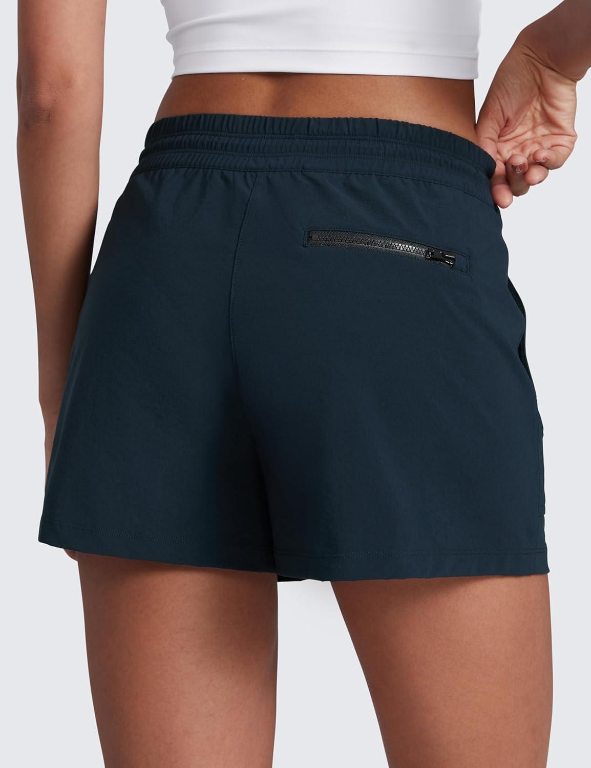imageCRZ YOGA High Waisted Hiking Shorts for Women 3quot Water Resistant Cargo for Athletic Travel Outdoor with Zip PocketsTrue Navy