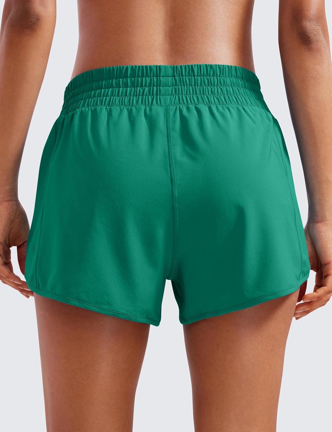 imageCRZ YOGA High Waisted Running Shorts for Women 25quot Mesh Liner Quick Dry for Workout Sport Athletic with Zipper PocketCascadia Green