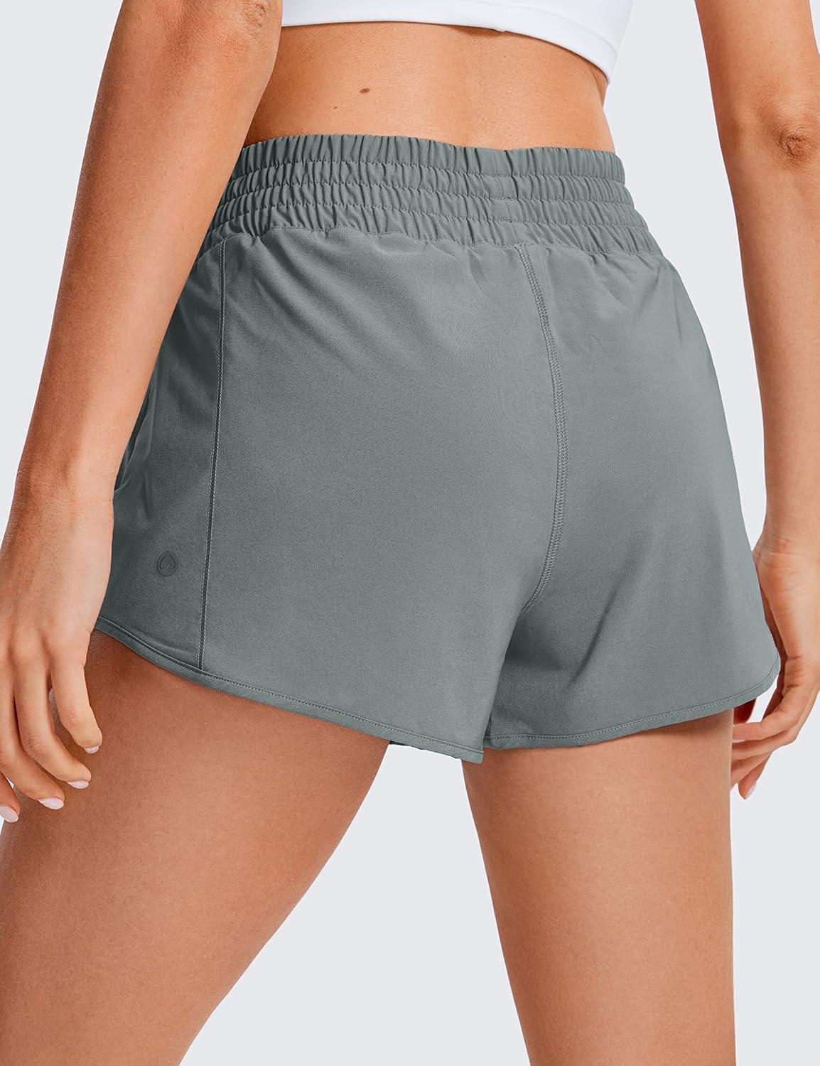 imageCRZ YOGA High Waisted Running Shorts for Women 25quot Mesh Liner Quick Dry for Workout Sport Athletic with Zipper PocketGrey Sage