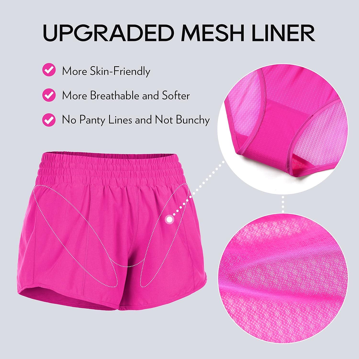 imageCRZ YOGA High Waisted Running Shorts for Women 25quot Mesh Liner Quick Dry for Workout Sport Athletic with Zipper PocketHibiscus Purple