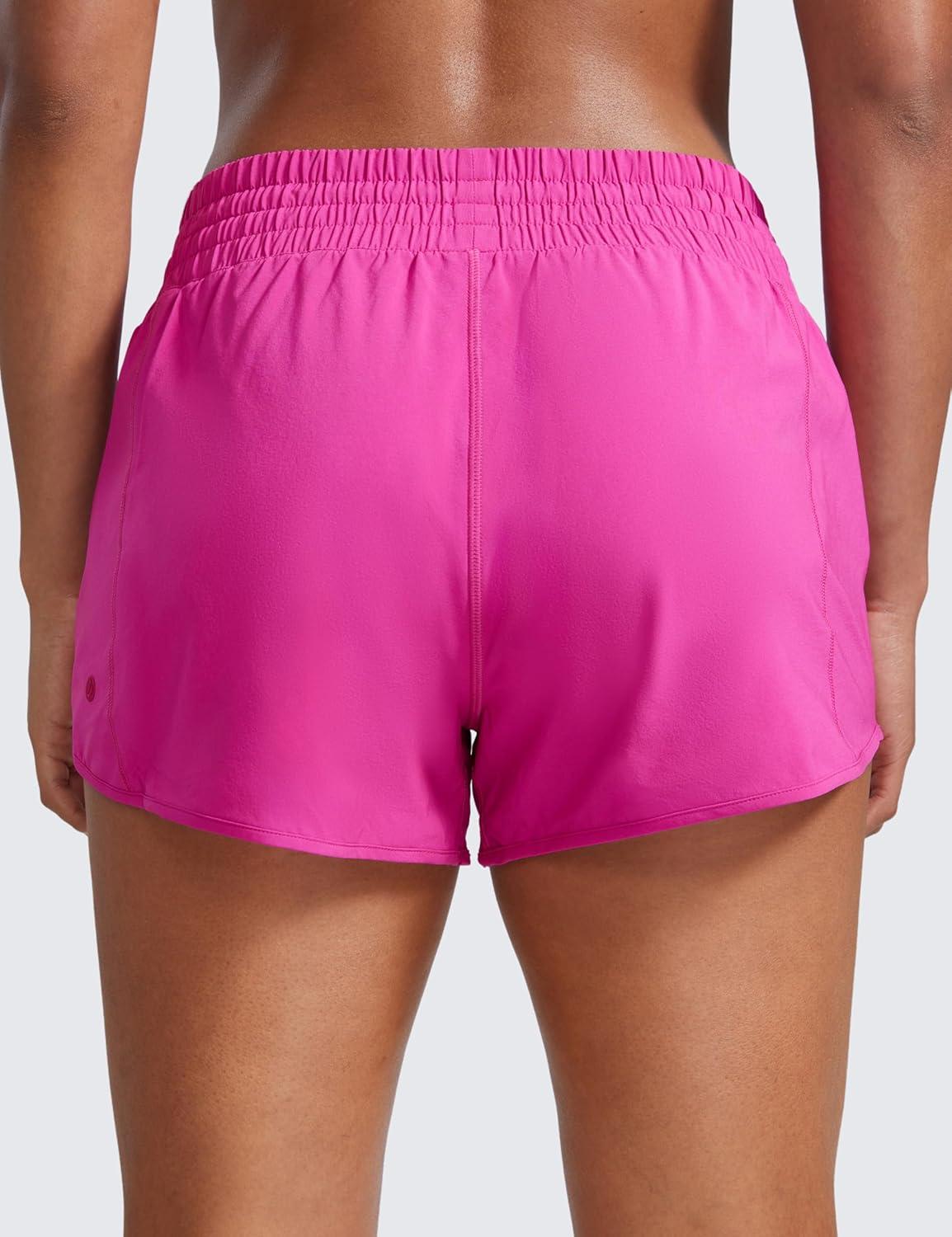 imageCRZ YOGA High Waisted Running Shorts for Women 25quot Mesh Liner Quick Dry for Workout Sport Athletic with Zipper PocketHibiscus Purple