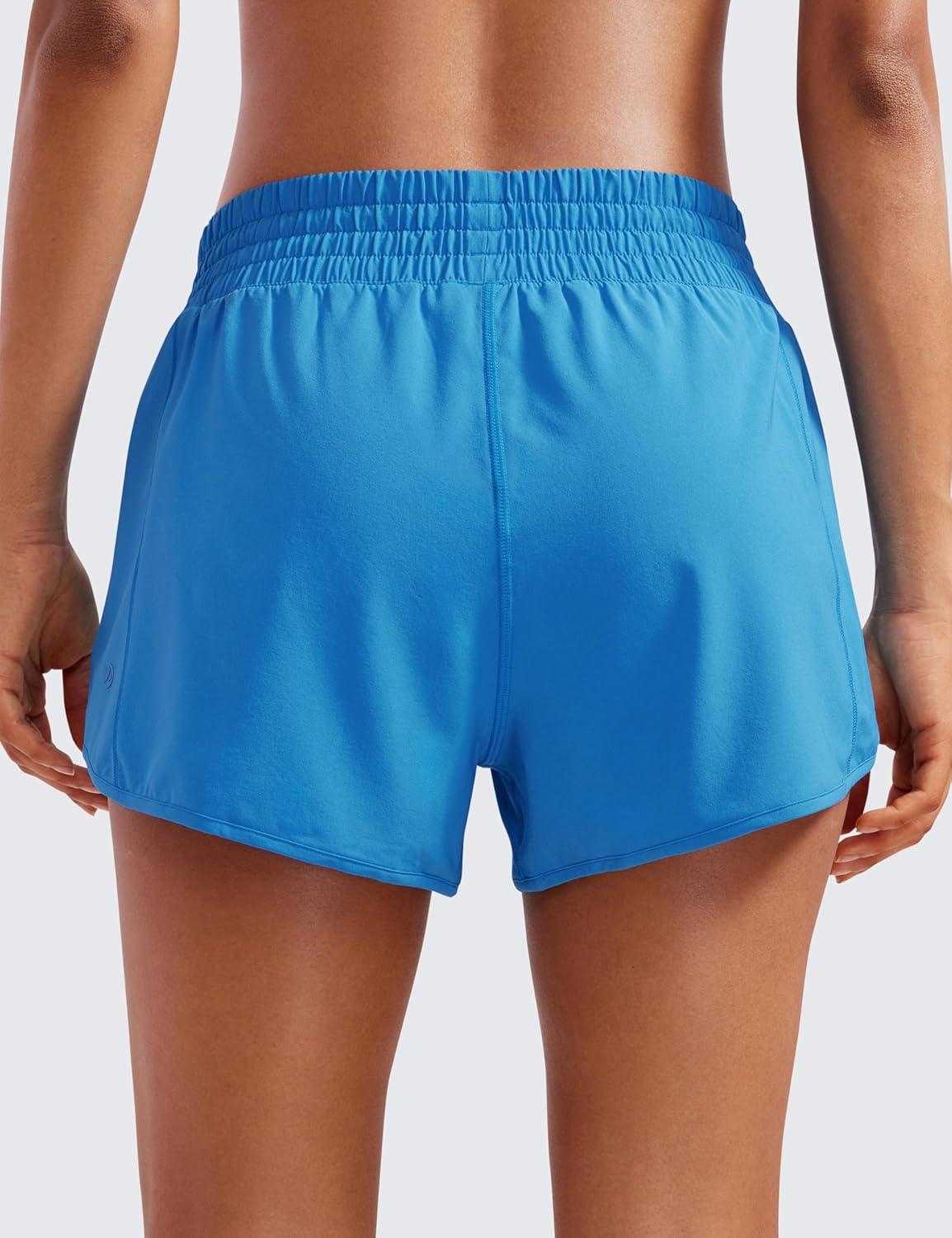 imageCRZ YOGA High Waisted Running Shorts for Women 25quot Mesh Liner Quick Dry for Workout Sport Athletic with Zipper PocketMadagascar Blue