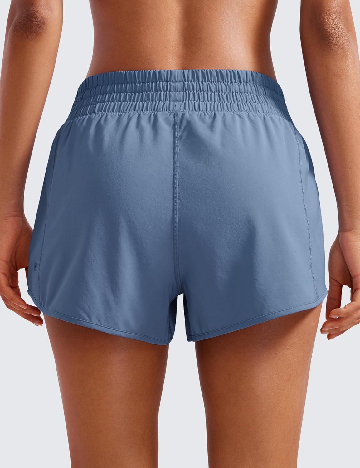 imageCRZ YOGA High Waisted Running Shorts for Women 25quot Mesh Liner Quick Dry for Workout Sport Athletic with Zipper PocketOasis Blue