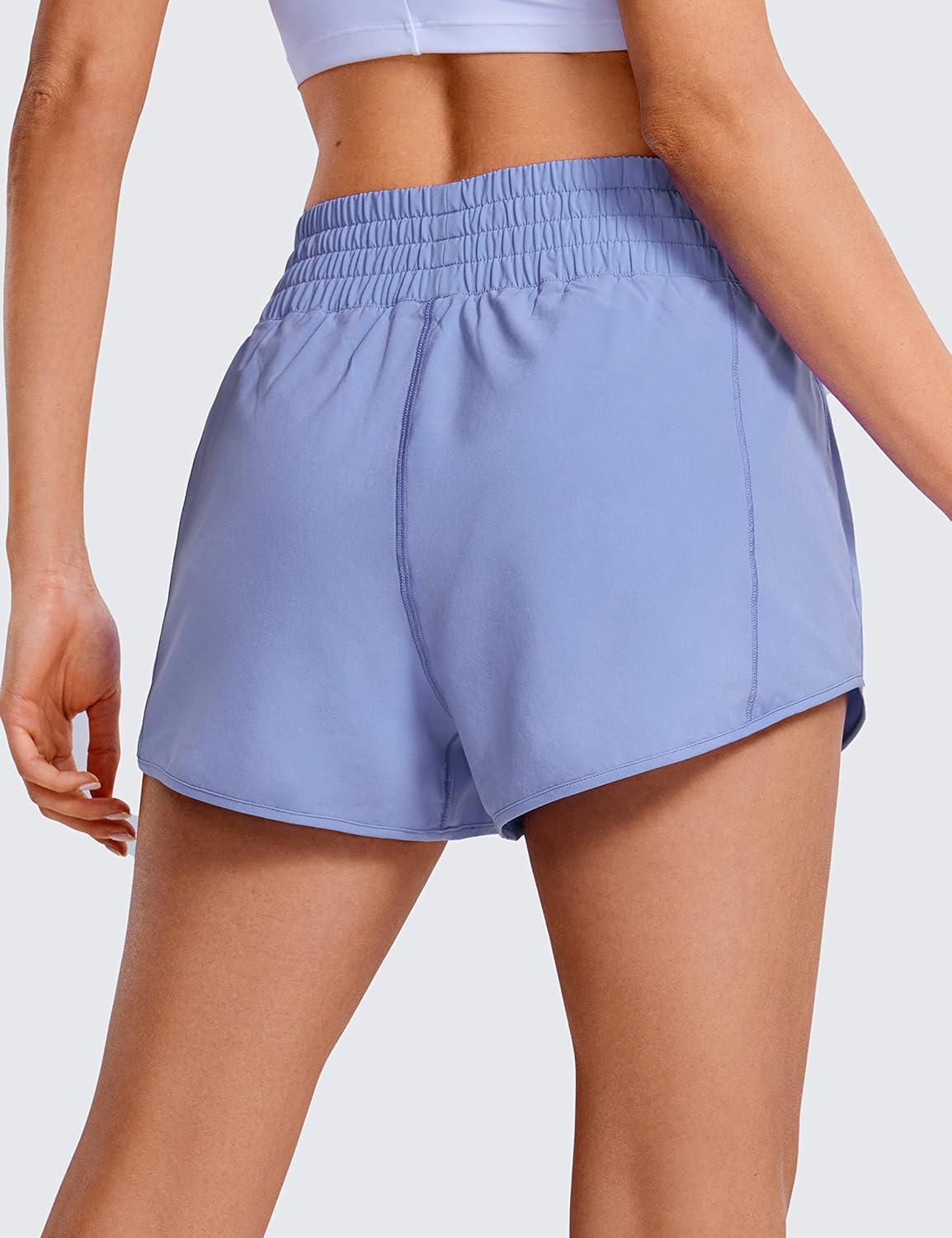 imageCRZ YOGA High Waisted Running Shorts for Women 25quot Mesh Liner Quick Dry for Workout Sport Athletic with Zipper PocketPeriwinkle Purple