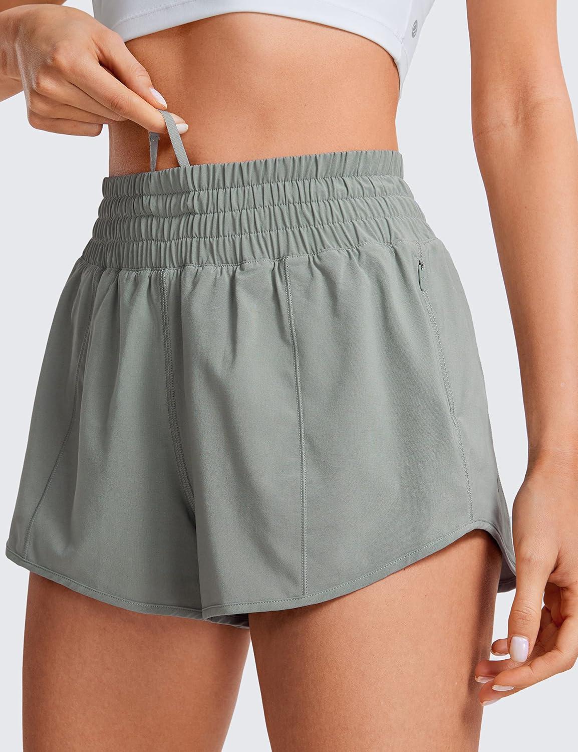 imageCRZ YOGA High Waisted Running Shorts for Women 25quot Mesh Liner Quick Dry for Workout Sport Athletic with Zipper PocketSterling