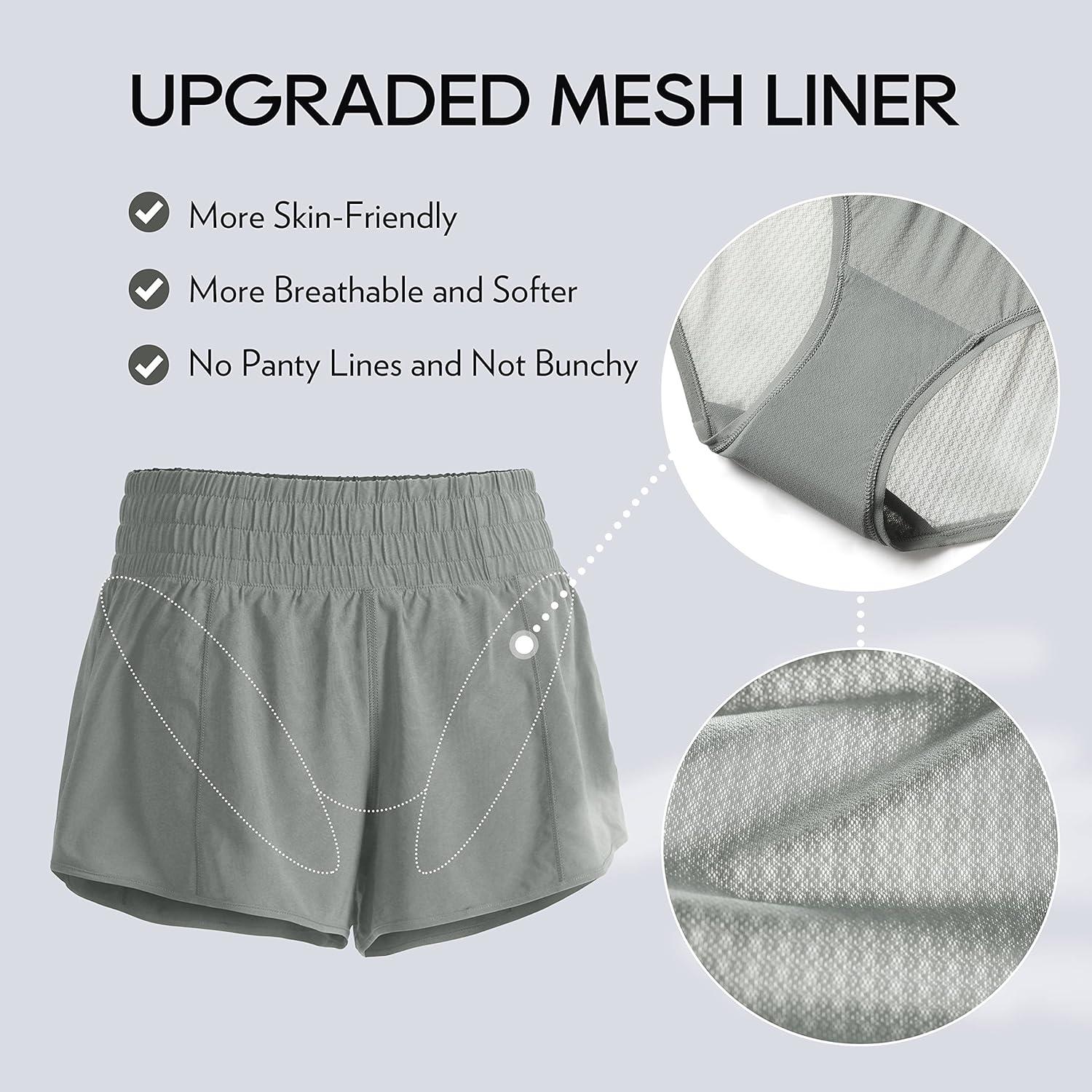 imageCRZ YOGA High Waisted Running Shorts for Women 25quot Mesh Liner Quick Dry for Workout Sport Athletic with Zipper PocketSterling