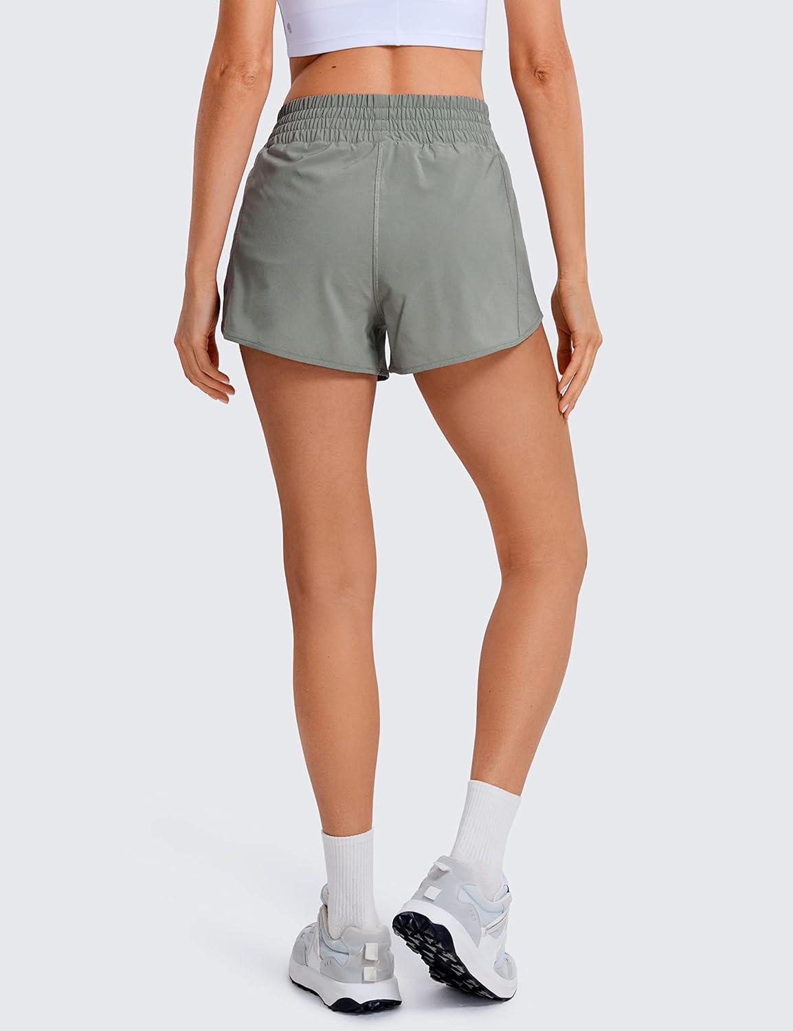 imageCRZ YOGA High Waisted Running Shorts for Women 25quot Mesh Liner Quick Dry for Workout Sport Athletic with Zipper PocketSterling