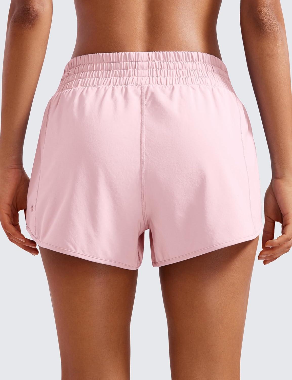 imageCRZ YOGA High Waisted Running Shorts for Women 25quot Mesh Liner Quick Dry for Workout Sport Athletic with Zipper PocketStrawberry Pink