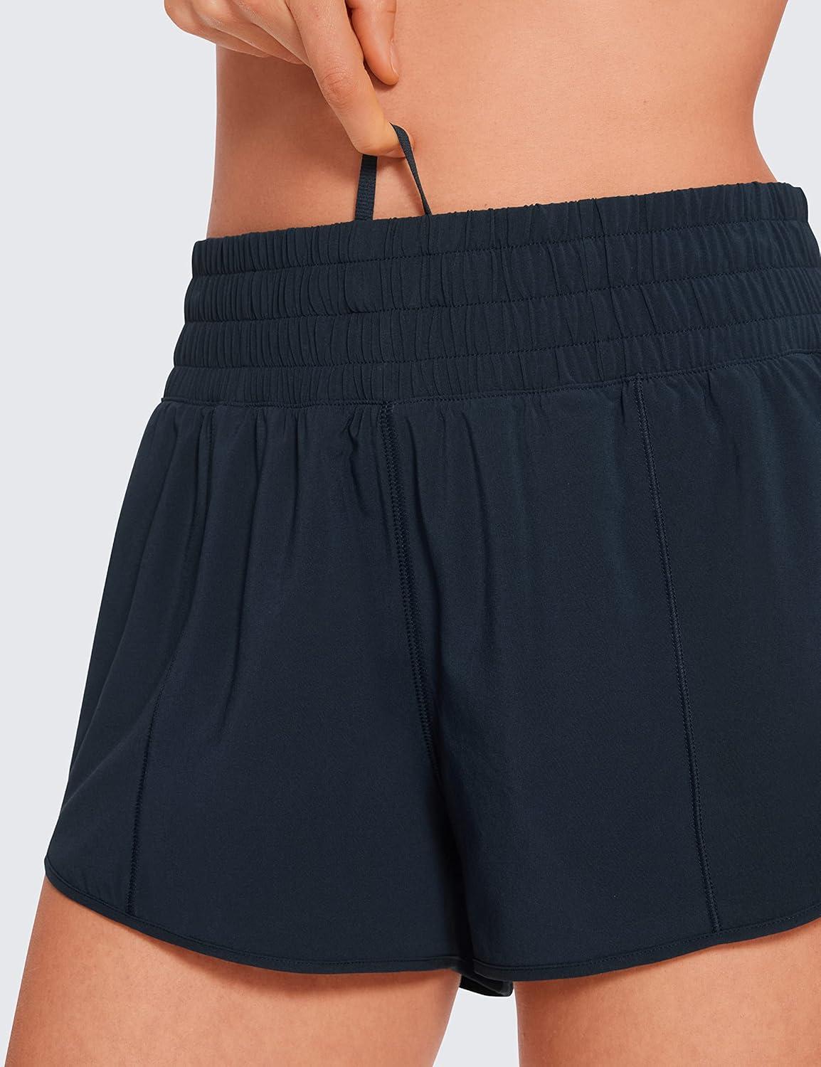 imageCRZ YOGA High Waisted Running Shorts for Women 25quot Mesh Liner Quick Dry for Workout Sport Athletic with Zipper PocketTrue Navy