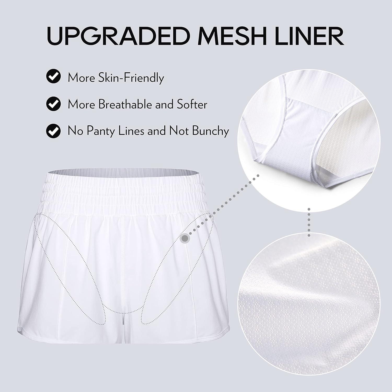 imageCRZ YOGA High Waisted Running Shorts for Women 25quot Mesh Liner Quick Dry for Workout Sport Athletic with Zipper PocketWhite