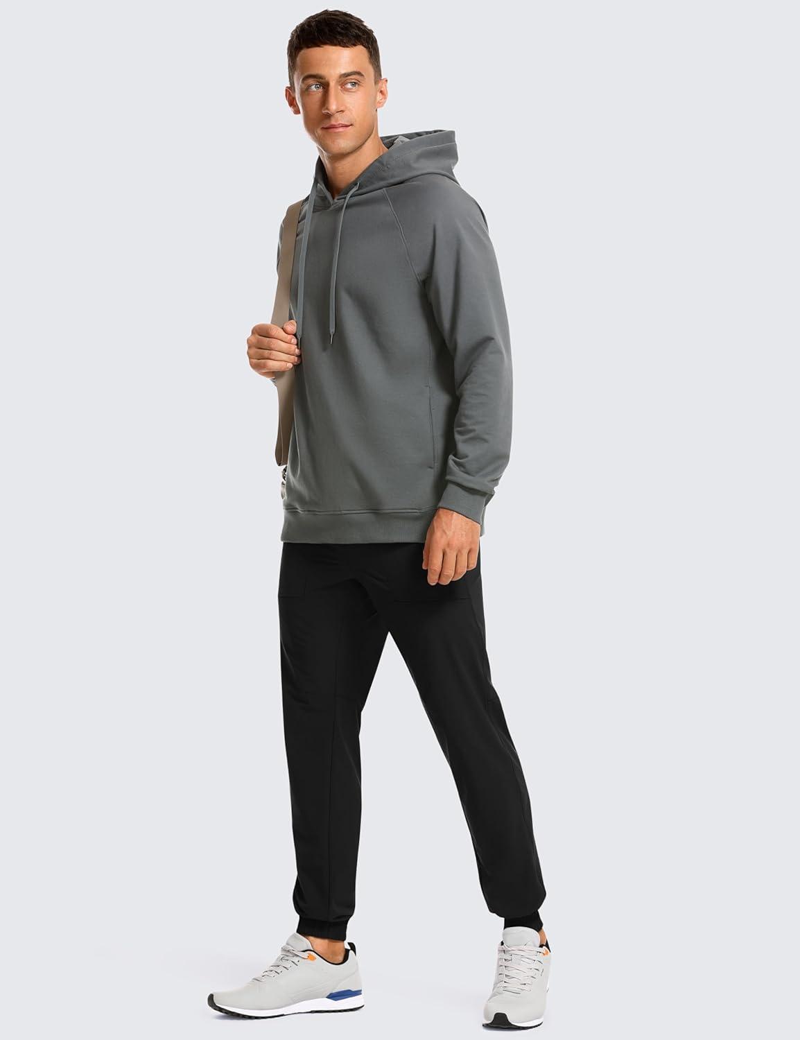imageCRZ YOGA Hoodies for Men French Terry Hooded Sweatshirts Workout Athletic Casual Pullover Tops with PocketAnthracite